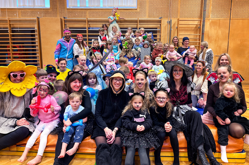 Gruppenaufnahme im Fasching im Turnsaal